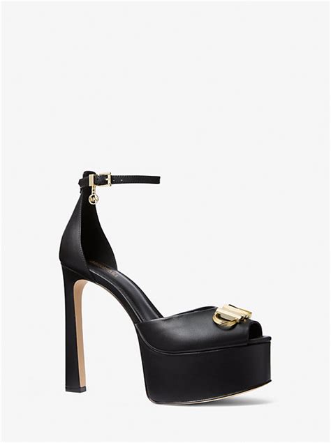 michael kors brown mary jane platform high heels|Martina Leather Peep.